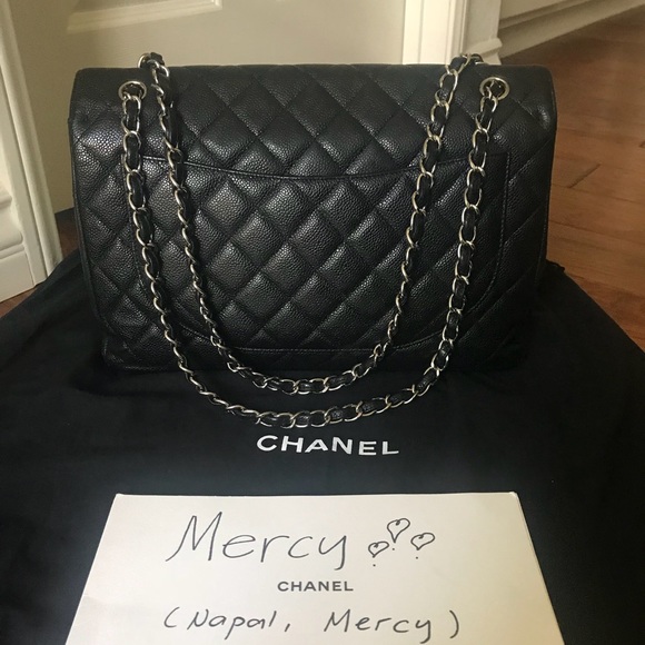 SOLD Authentic Chanel Caviar Single Flap Maxi SHW - Picture 2 of 3